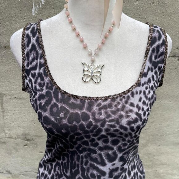 Georges Rech Grey Leopard Print Mesh Tank Top - Picture 3 of 7